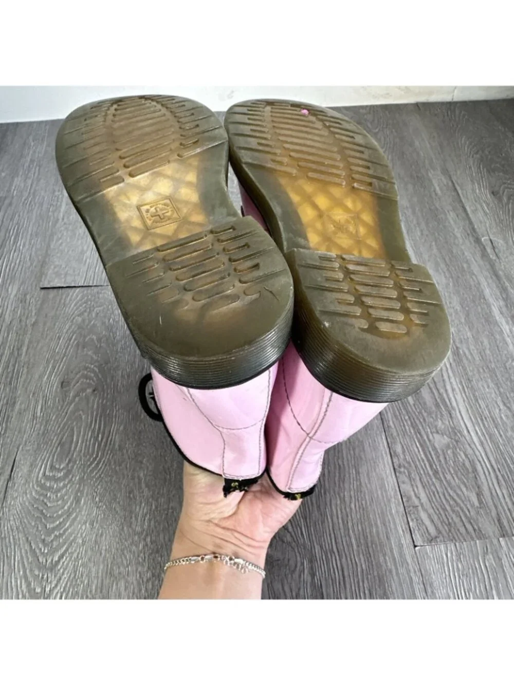 Dr. Martens 1460 J Pink Leather Round Toe Lace Up/Zip Ankle Boots Kids Sz 2 Read